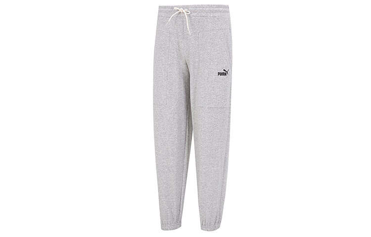 PUMA Knitted Sweatpants Women's Gray Moderate Cuffed Pants