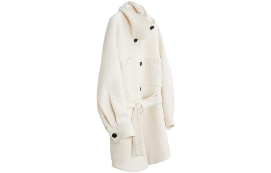 ELLE Coats Women's Ecru Lapel Moderate