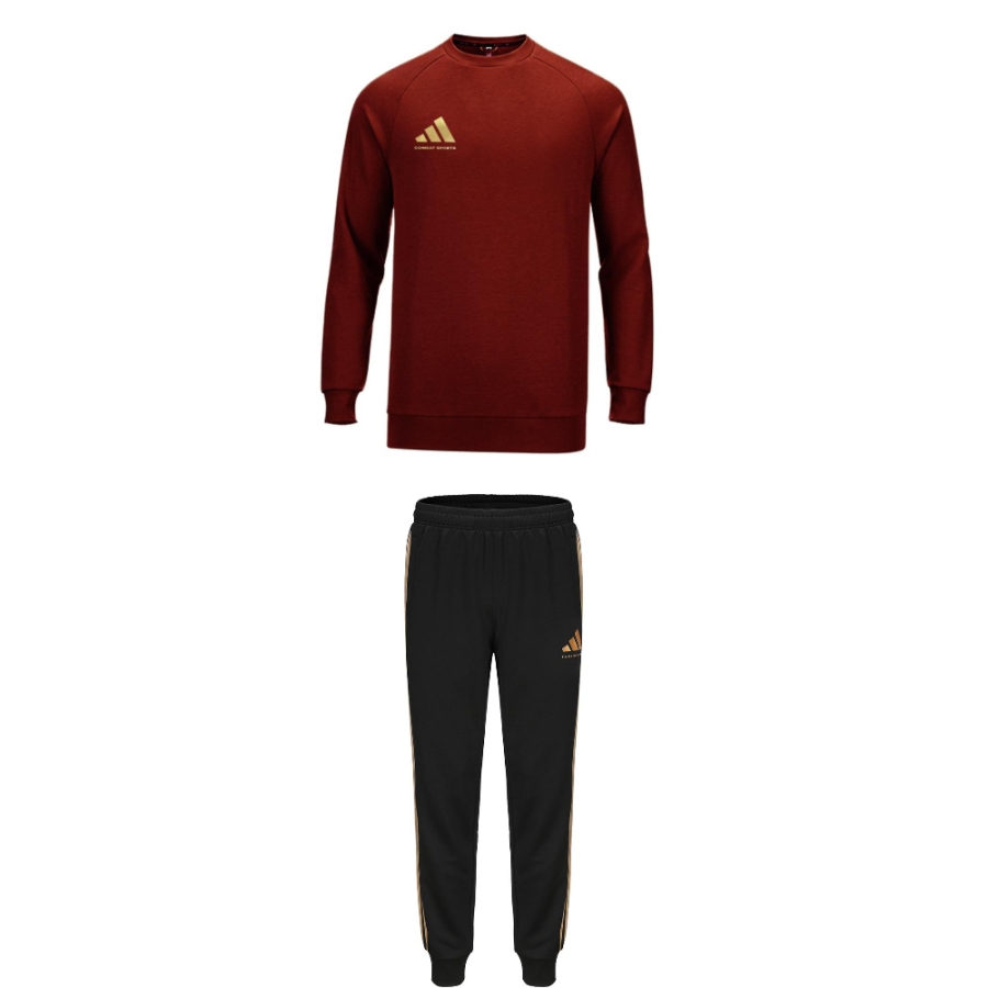 Adidas Adidas Casual Sportswear Unisex Set Red Gold Top+Black Pants