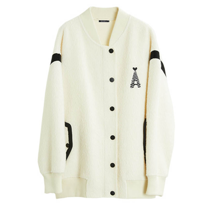 ELLE Coats Women's Beige Stand Collar Moderate Straight Fit