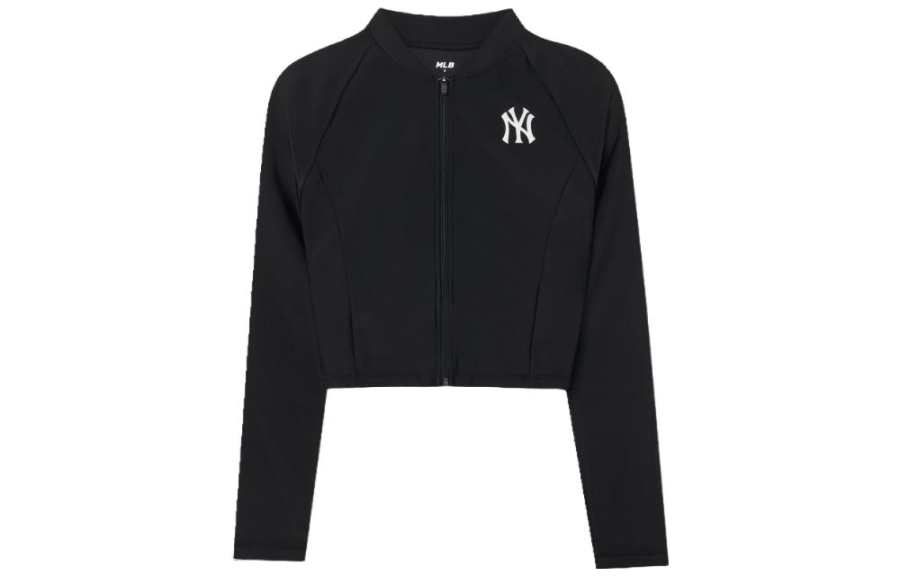 MLB New York Yankees Cropped Coats Women's Black V Neck Moderate