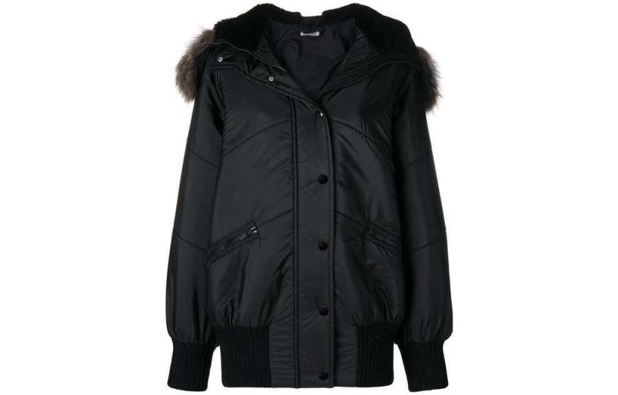 MIU MIU Parka Coats Women's Black Detachable Hood Moderate
