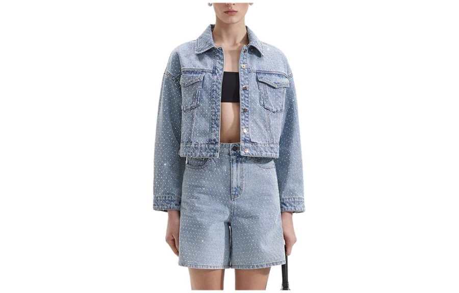 Self-portrait Self portrait Denim Jacket Women's Light Denim Blue