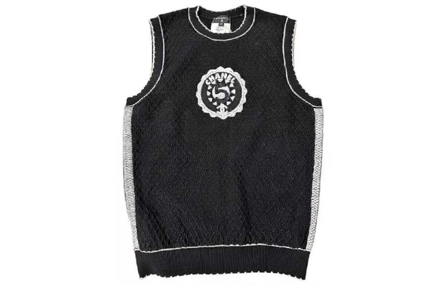 CHANEL Vests Women's Black Crew Neck Moderate Other