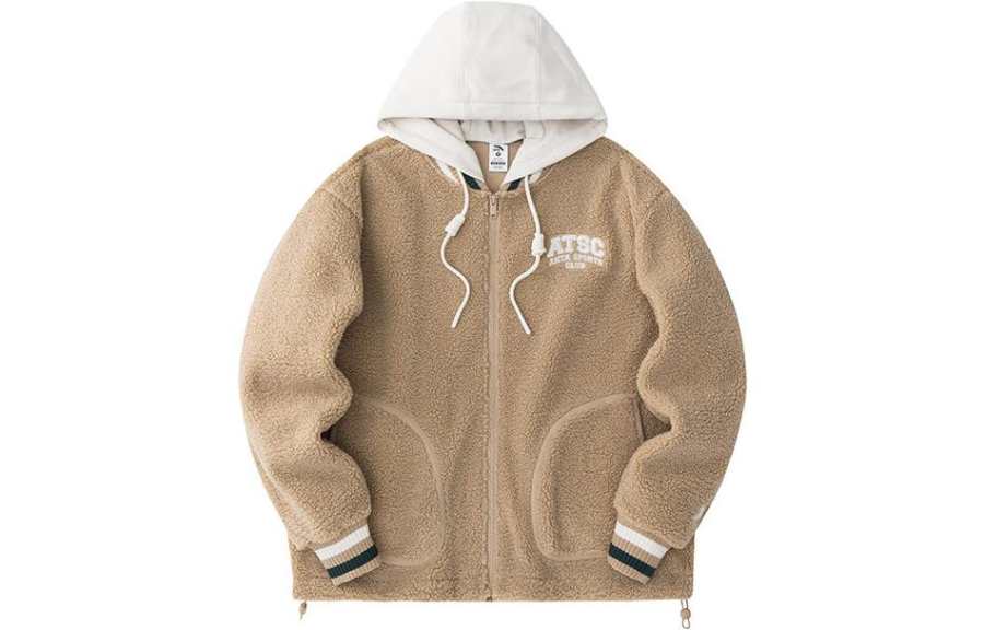 ANTA Life Collection Velvet Jackets Women's Camel Milk Tea Hooded Thickened