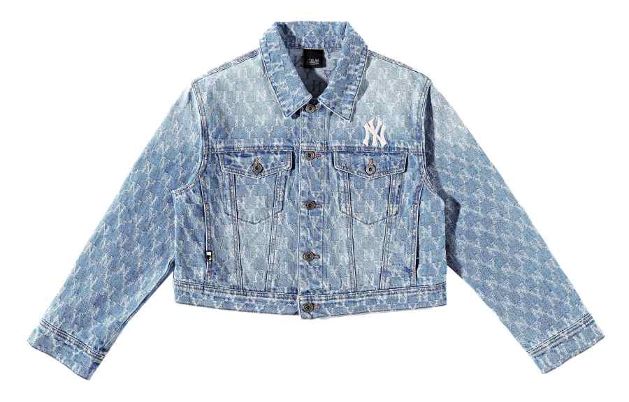 MLB MLB Old Flower Cropped Coats Women's Blue Lapel Moderate