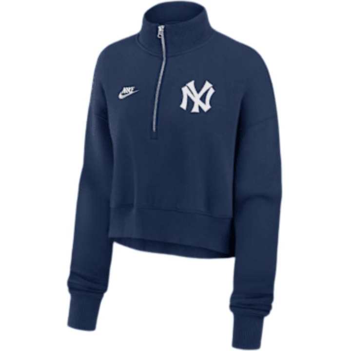 Nike Nike New York Yankees Cooperstown Phoenix Women's Nike Mlb Cropped 1/2 Zip Crew