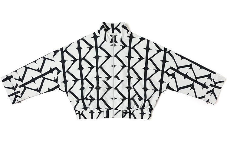 Kappa Cropped Coats Women's Korean White Print 012P Stand Collar Thin