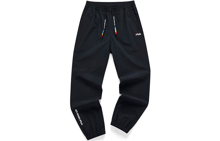 FILA FUSION Knitted Sweatpants Women's Pitch Black Moderate Straight Fit Pants