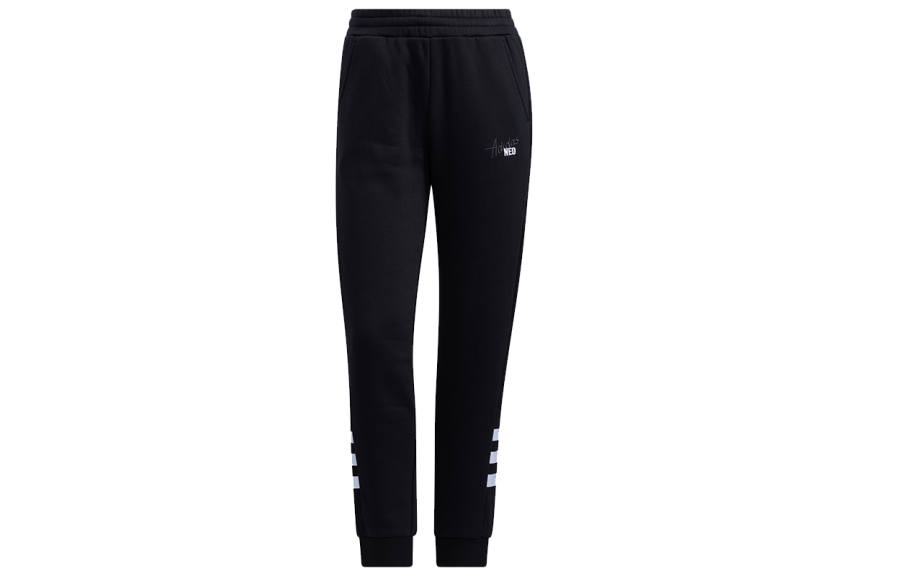 Adidas Neo Embroidered Logo, Fleece Lined, Warm, Tapered Cuff, Mid Rise Long Sweatpants Women's Black
