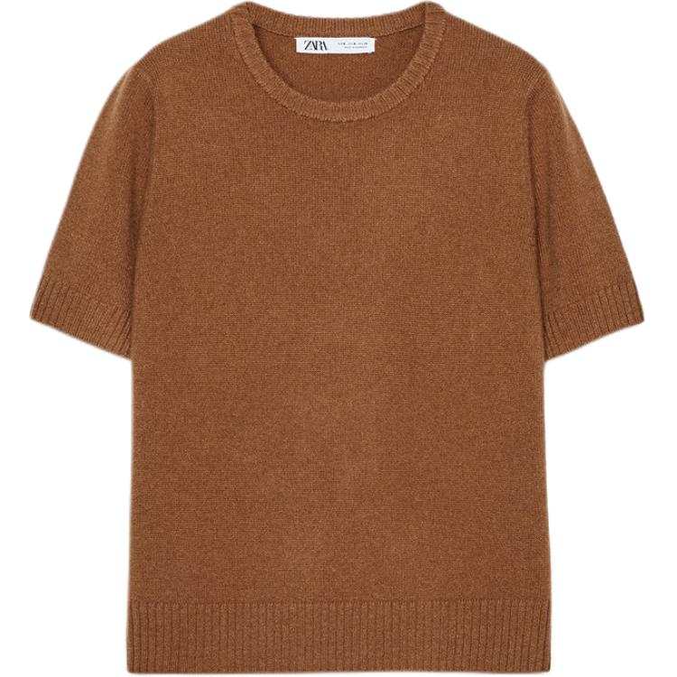 ZARA Knitwear Women's Tan Crew Neck Moderate