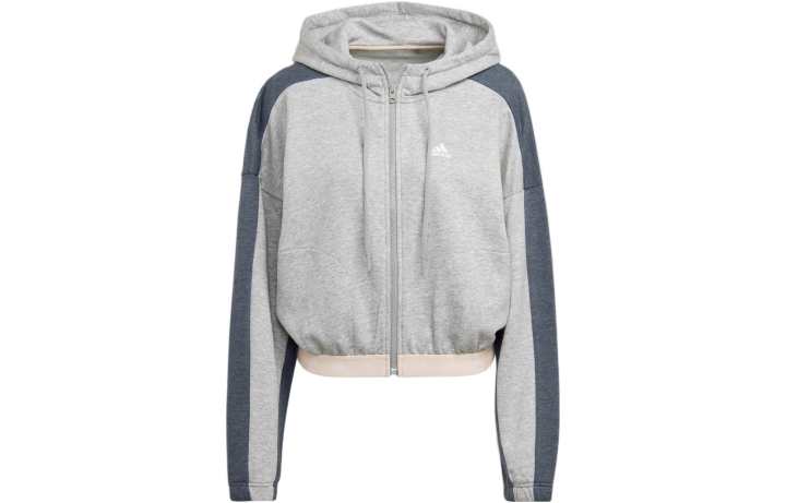 Adidas Adidas Cropped Coats Women's Medium Heather Gray Hooded Moderate