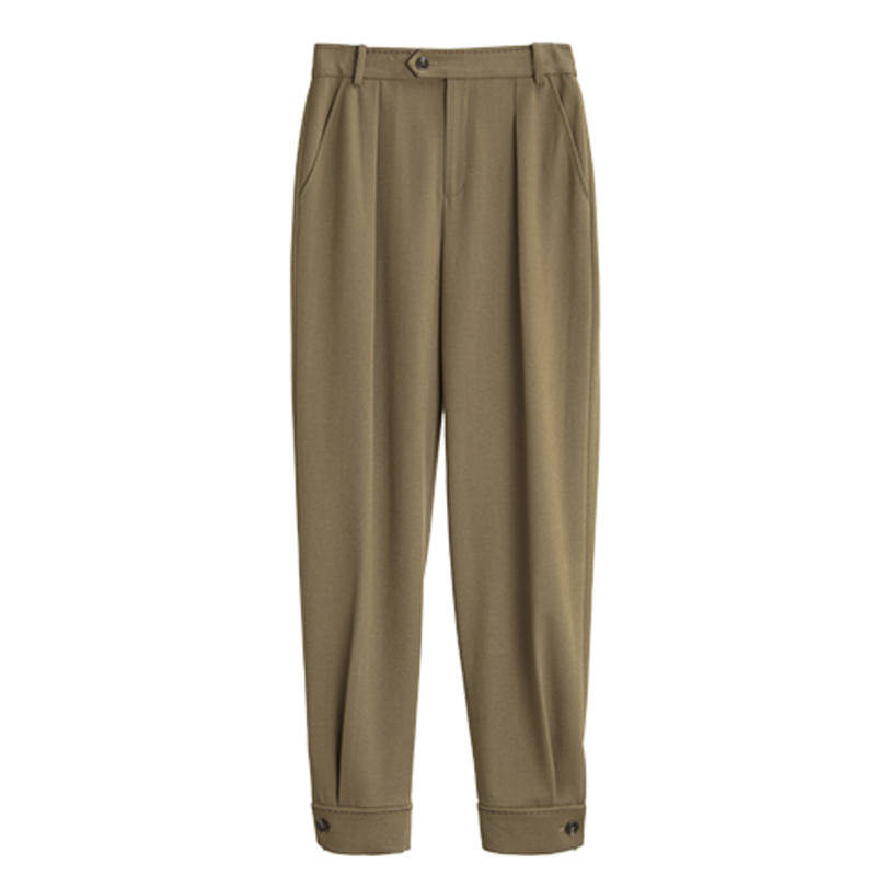ELLE Casual Pants Women's Khaki Moderate Straight Fit Pants