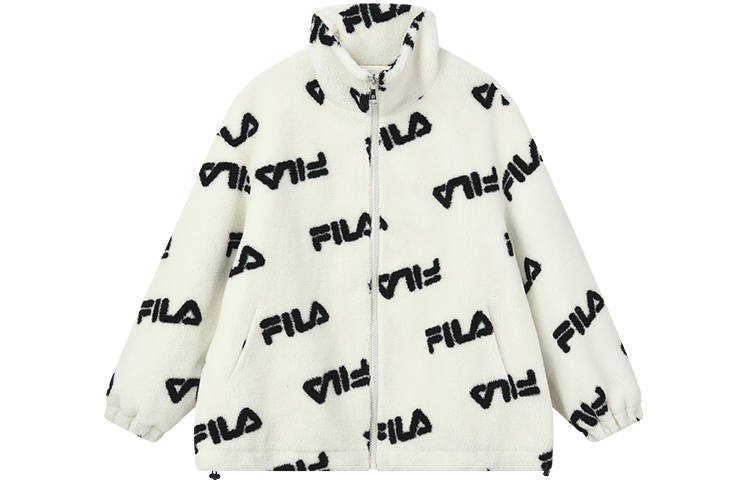 FILA Sherpa Sports Fleece Lined Stand Collar Coat Women's Ecru