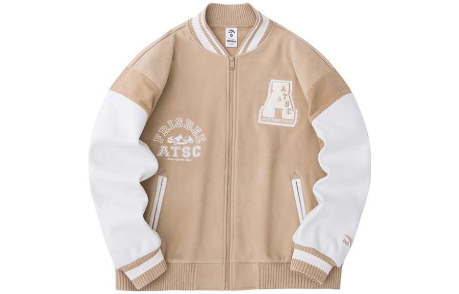 ANTA Life Collection Baseball Jerseys Women's Camel Milk Tea Baseball Collar Thickened And Fleece Lined Straight Fit