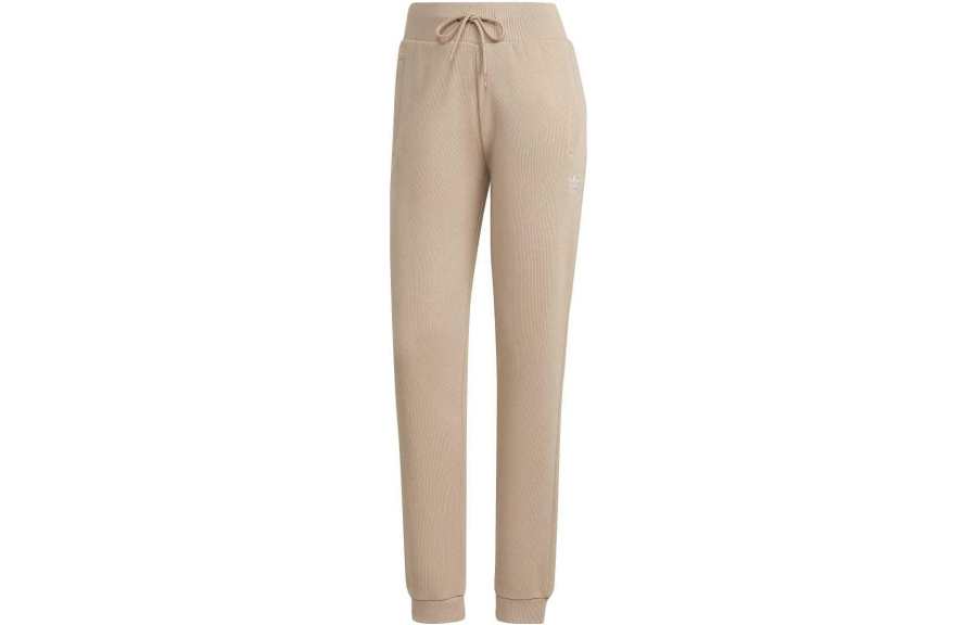 Adidas Originals Knitted Sweatpants Women's Beige Brown Moderate Cuffed Pants