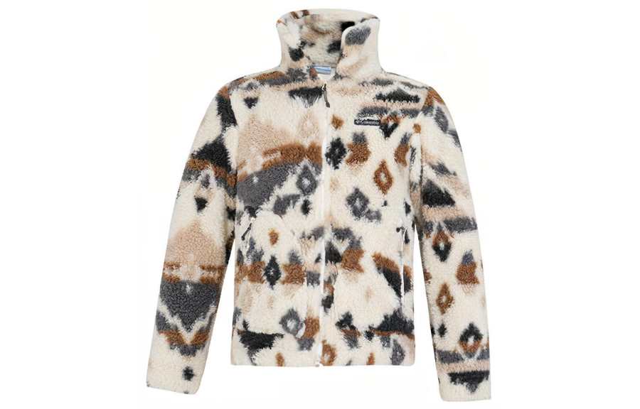 Columbia Multicolor Sports Fleece Lined Casual Stand Collar Sherpa Jacket Women's White