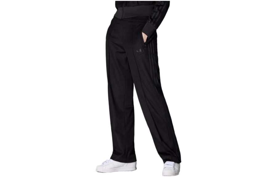 Adidas Originals Blue Version Collection Knitted Sweatpants Women's Black Moderate Wide Leg Pants