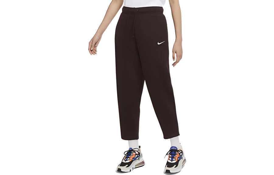 Nike Nike Loose Fit Fleece Lined Casual Ankle Length Pants Knitted Sweatpants Women's Brown
