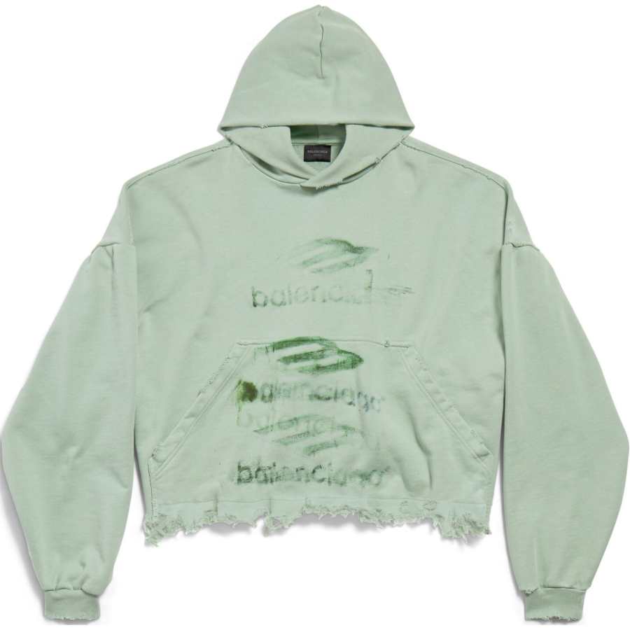 Balenciaga Frayed hem Cotton Hoodie