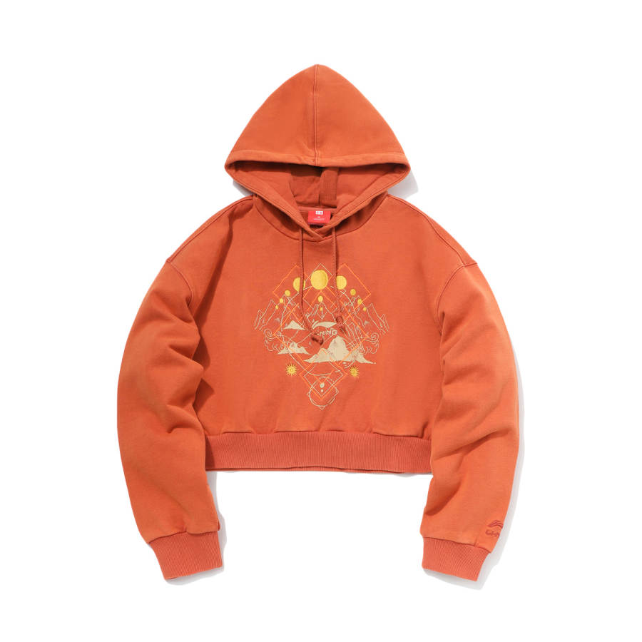 Li-Ning Li Ning Sports Fashion Collection Sweatshirts Women's Caramel Hooded Moderate Regular