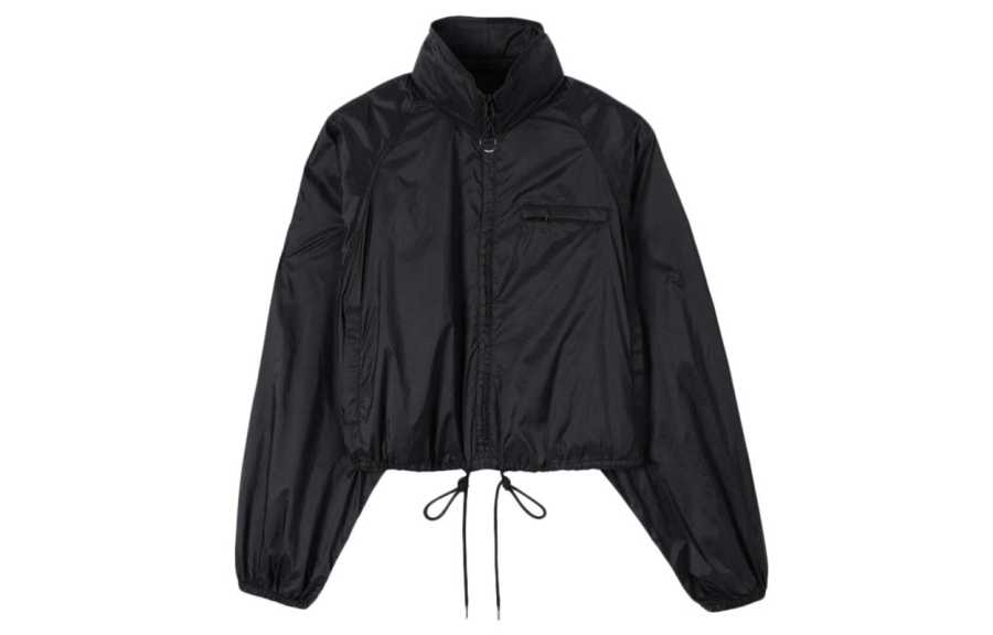 KENZO Cropped Coats Women's Black Stand Collar Moderate