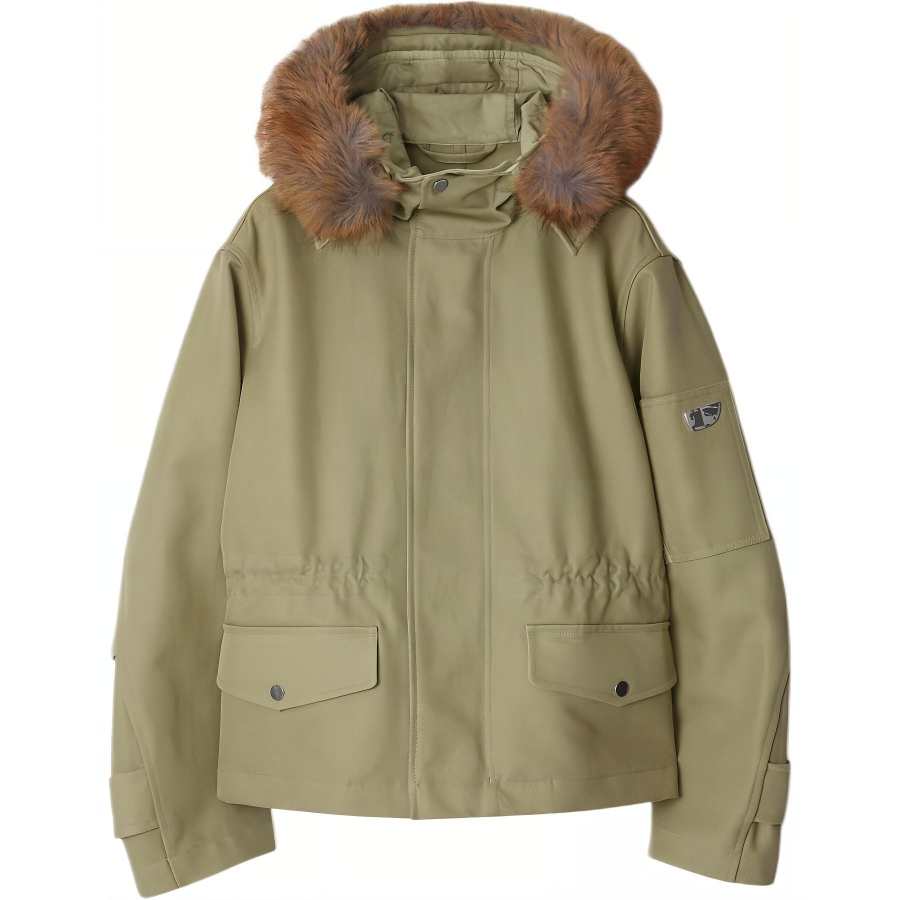 Burberry Faux fur Trim Cotton Parka Coat
