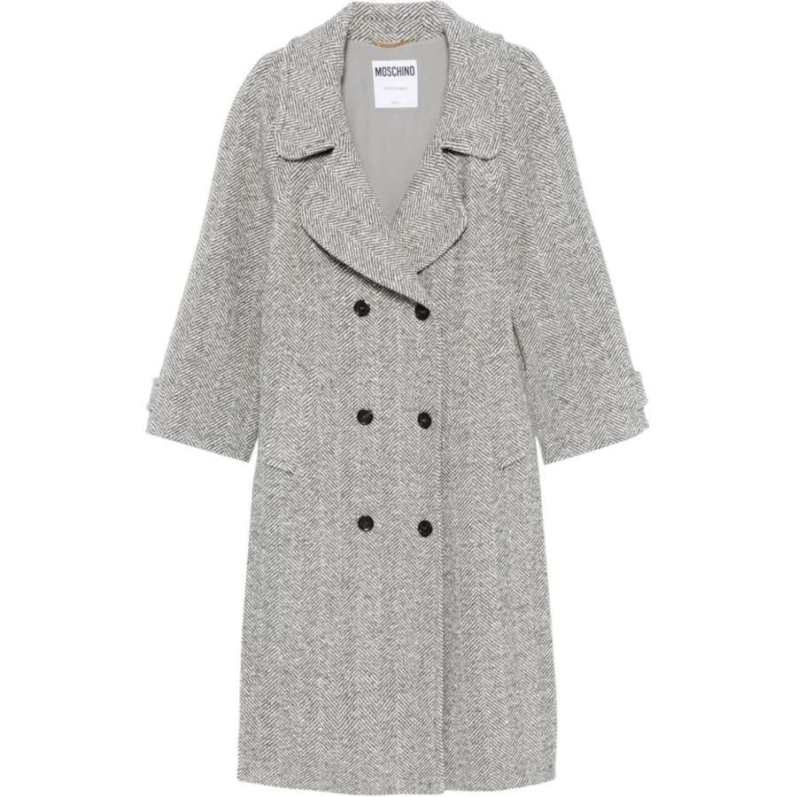 MOSCHINO Coats Women's Gray Suit Collar Moderate Straight Fit