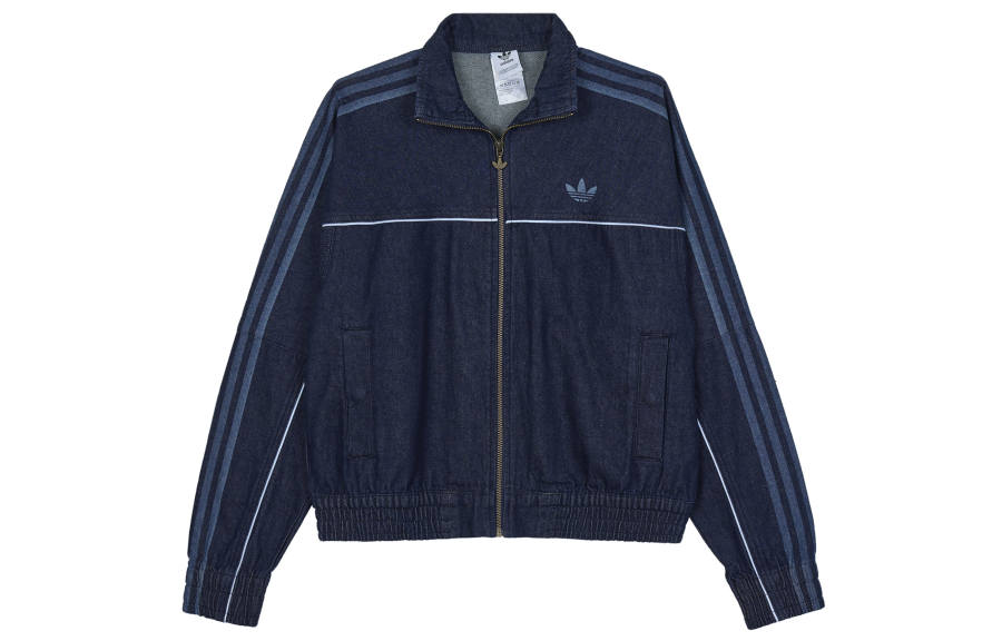 Adidas Originals Cropped Coats Women's Indigo Stand Collar Moderate