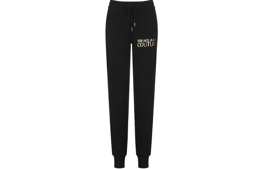 VERSACE JEANS COUTURE Knitted Sweatpants Women's Black Thickened Cuffed Pants