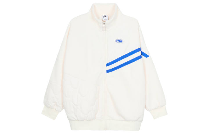 Nike Nike Velvet Jackets Women's Light Ivory White Stand Collar Moderate