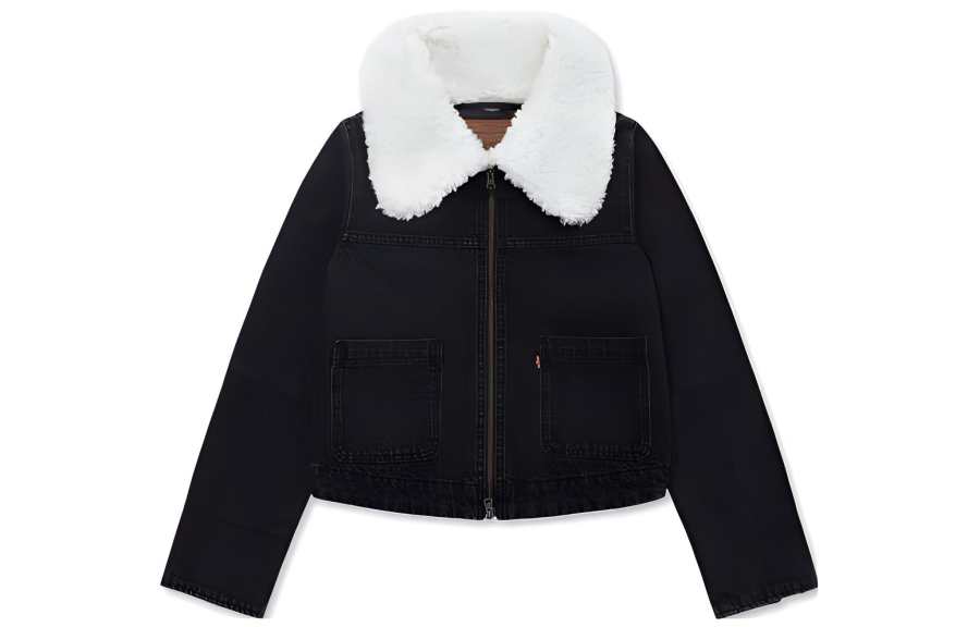 Levis Denim Jackets Women's Dark Color Lapel Moderate Straight Fit