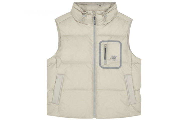 New Balance New Balance Down Vests Women's Beige Stand Collar Moderate Straight Fit