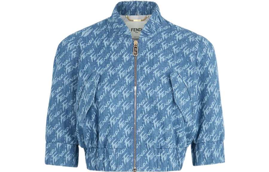 FENDI SS22 Cropped Coat Women's Light Blue