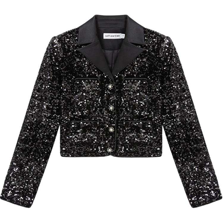 Self-portrait Sequin Embellished Cropped Blazer