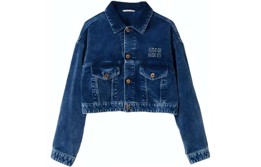 MIU MIU Denim Jackets Women's Blue Moderate Straight Fit