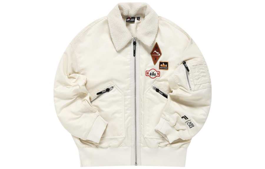 FILA FUSION FILA X MARCELO BURLON Puffer Jackets Women's Pen Screw Apricot Detachable Hood Thickened Other