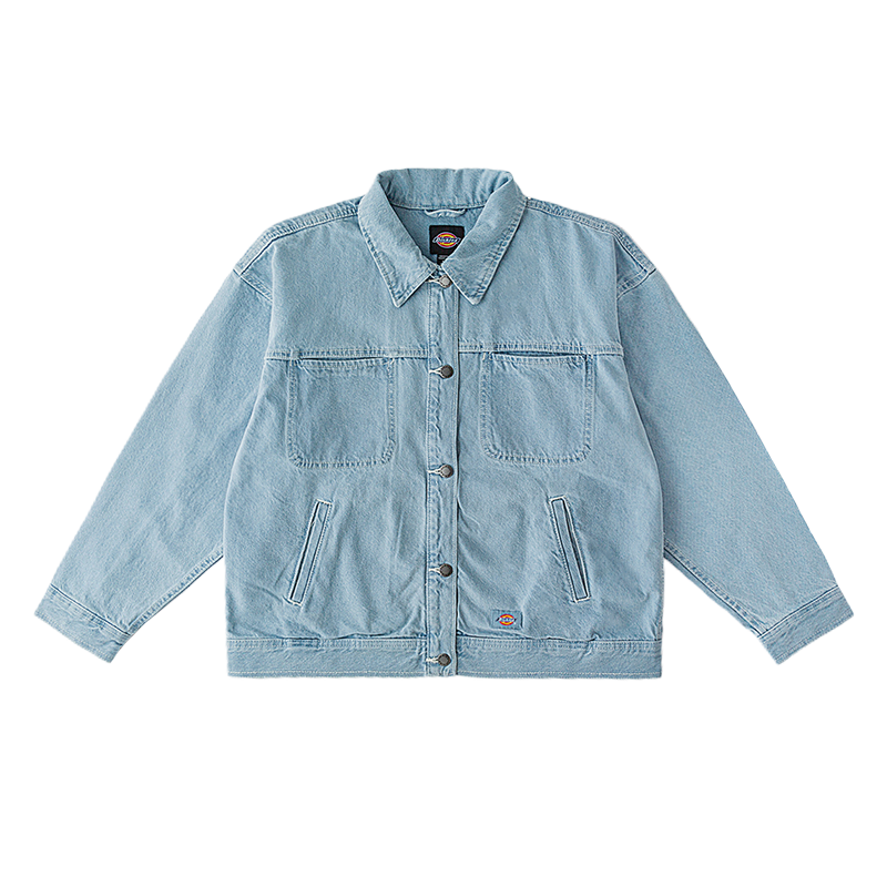 Dickies Denim Jackets Women's Blue Lapel Moderate Straight Fit