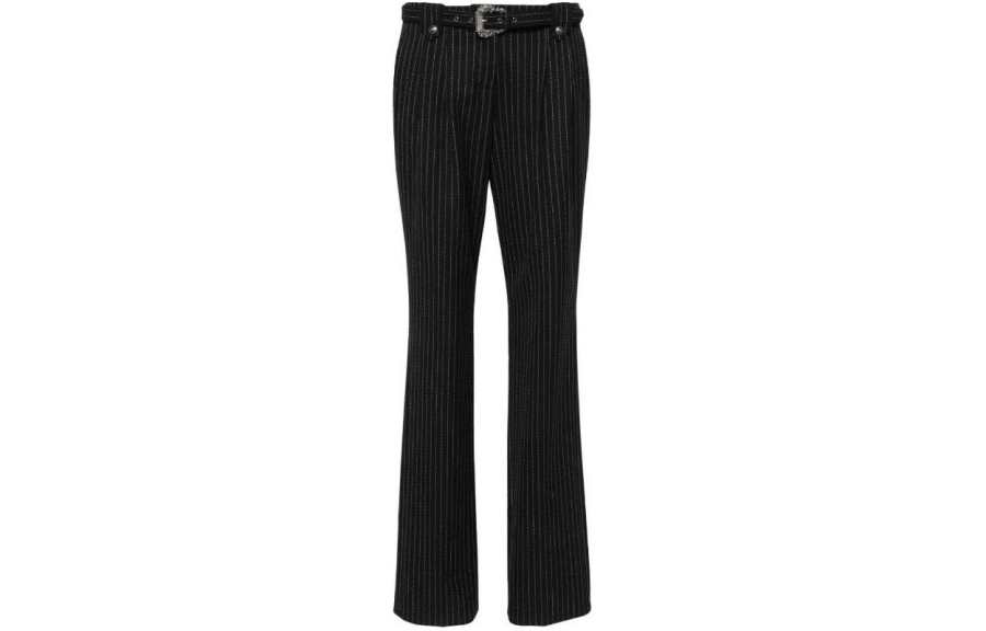 Versace Jeans Couture pinstriped logo-engraved straight trousers