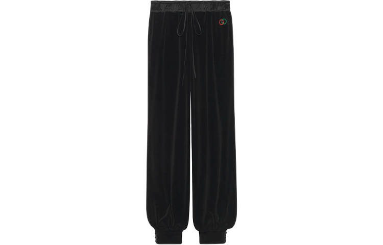 GUCCI Knitted Sweatpants Women's Black Moderate Straight Fit Pants
