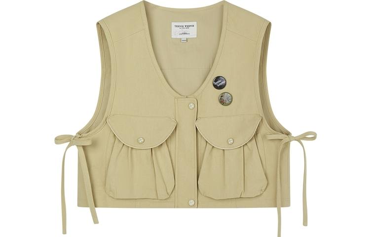 Teenie Weenie Vests Women's Khaki V Neck Moderate Other