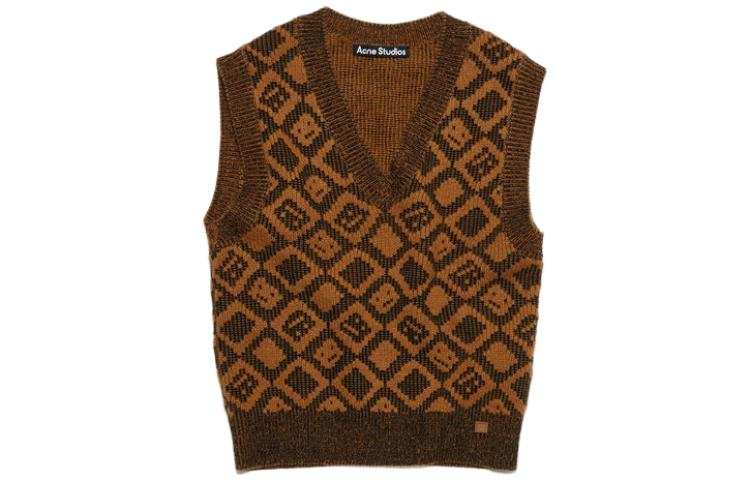 Acne Studios Acne Studios Vests Unisex Sugar Brown V Neck Moderate Knitted Fabric