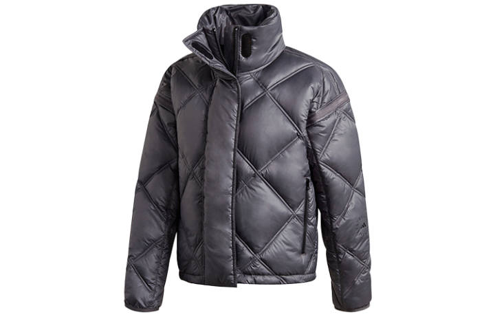 Adidas Adidas Puffer Jackets Women's Gray Stand Collar Moderate Puffer Jacket