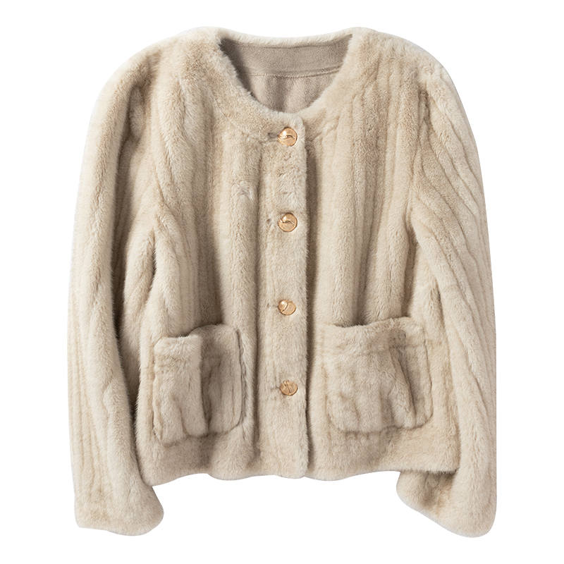 XIANGYING Furs Women's Crew Neck Moderate