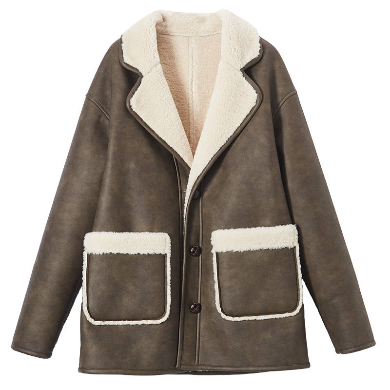 XIANGYING Coats Women's Coffee Lapel Moderate