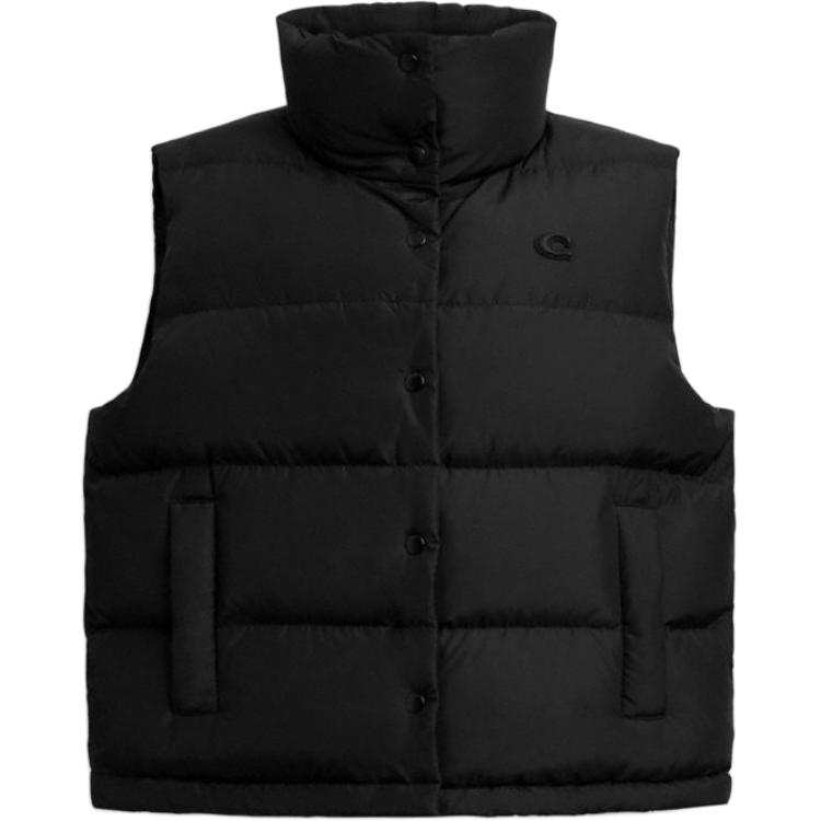 COACH Vests Women's Black Stand Collar Moderate Other