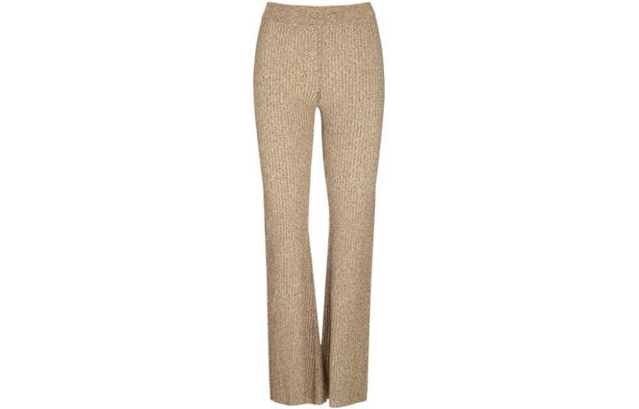 GANNI Ribbed-knit Flared Trousers