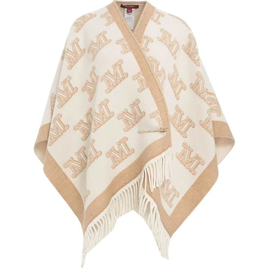 MaxMara Studio Max Mara Studio All Over Logo Patterned Fringed Edge Cape