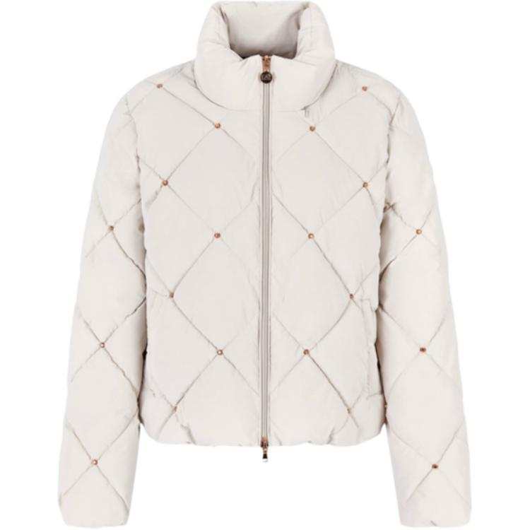 EMPORIO ARMANI EA7 FW24 Puffer Jacket Women's Almond Milk White