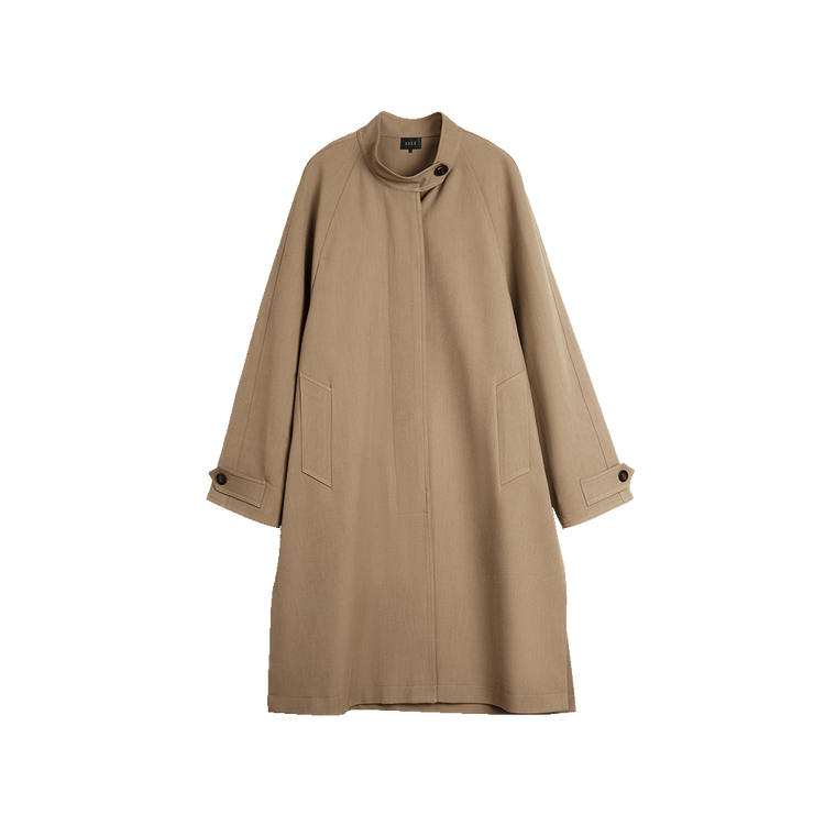 ELLE Trench Coats Women's Khaki Stand Collar Thin Other